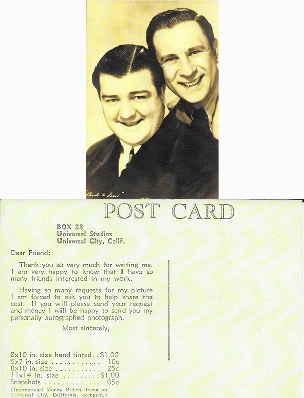Rare 1940's Universal Studios Postcard (copy from original)